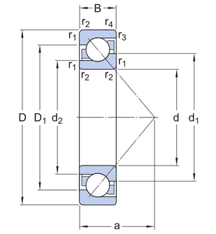 7315 BECBM Angular Contact Ball Bearing drawing 7315 BECBM Angular Contact Ball Bearing drawing